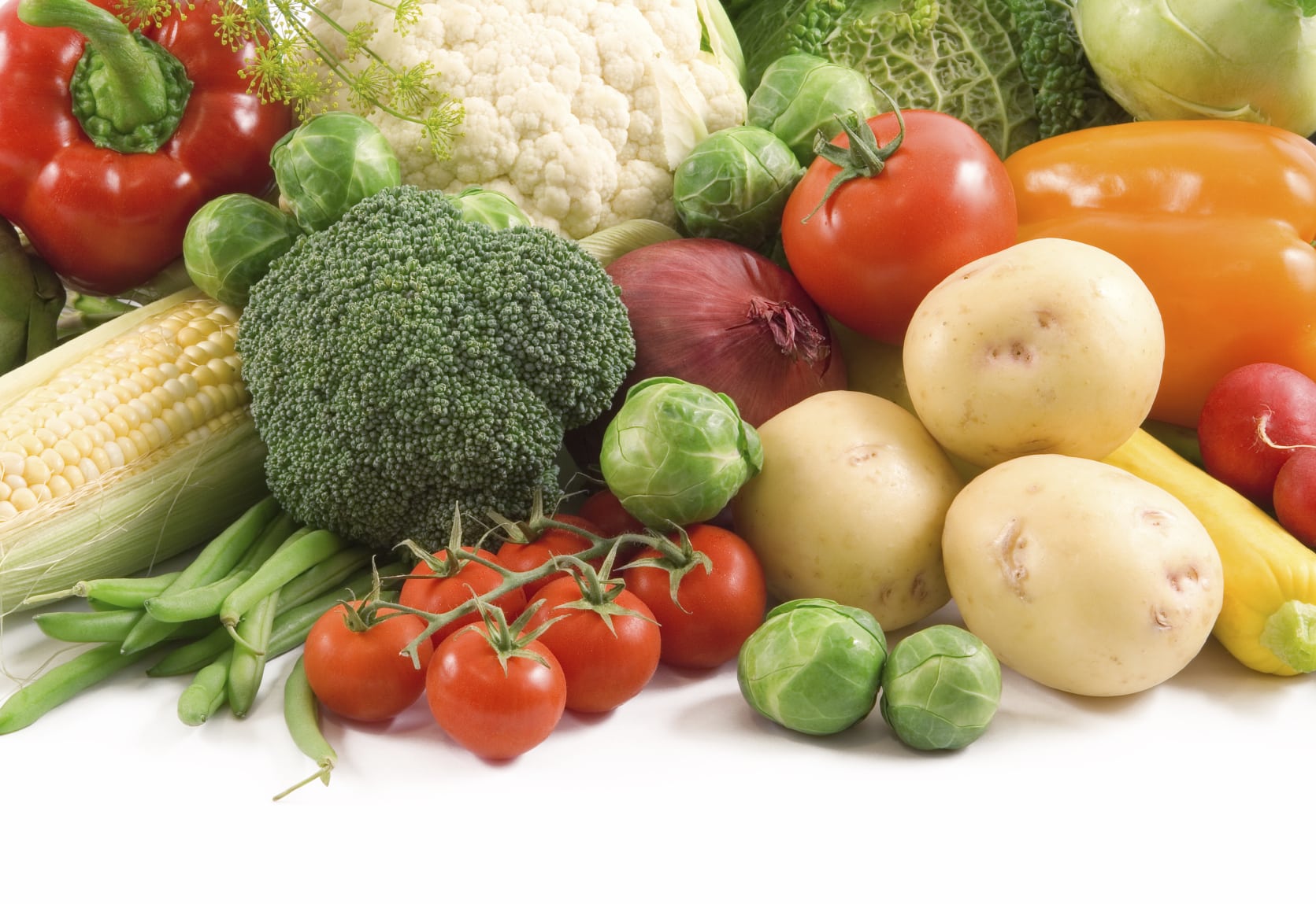 pile of vegetables on a white background