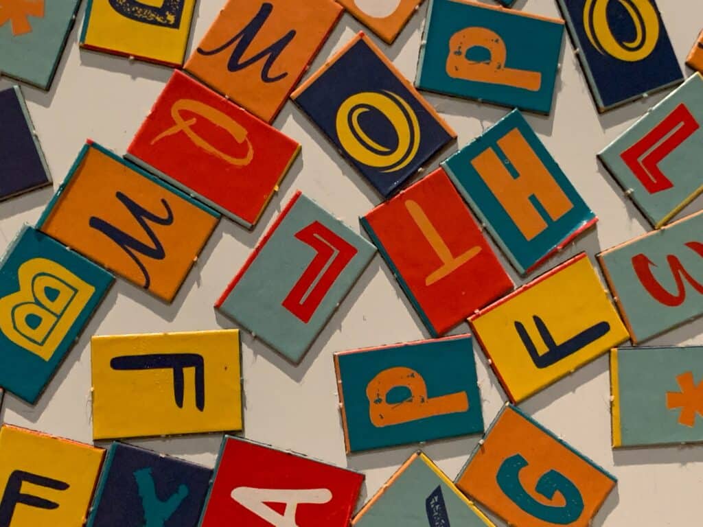 Colorful letter tiles