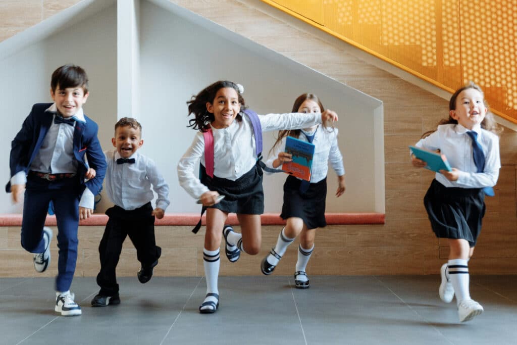 Children running in the hall