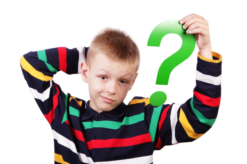 boy holding a question mark for twenty questions