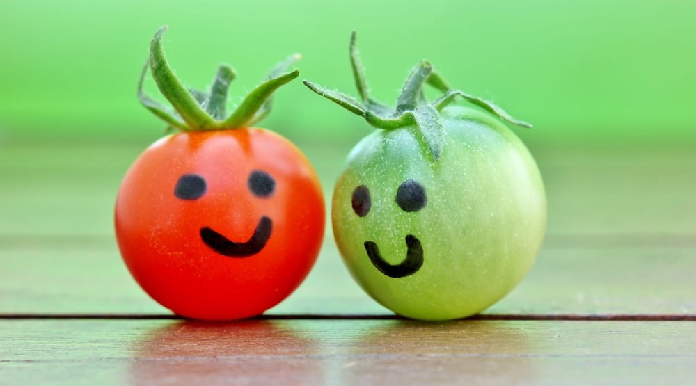 Tomatoes with painted faces
