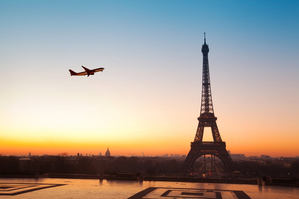 Paris With Plane On Background