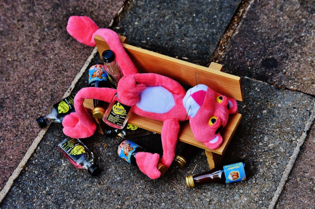 The Pink Panther drunk
