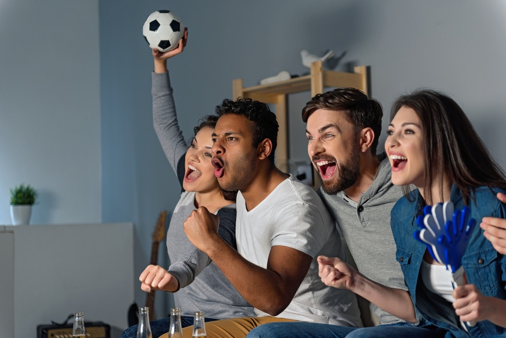 Group of friends watching a game