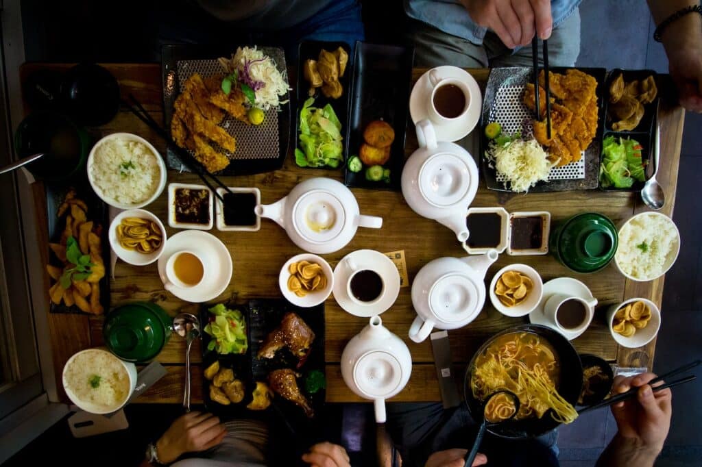 Table full of food