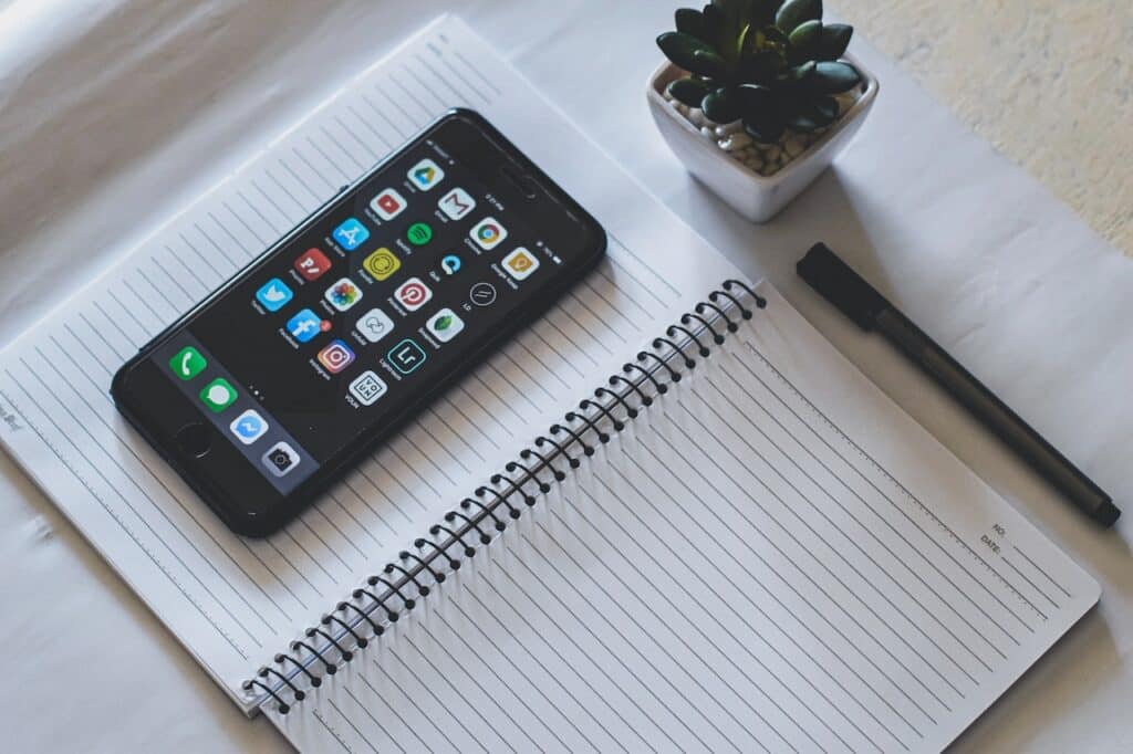 Notebook and phone