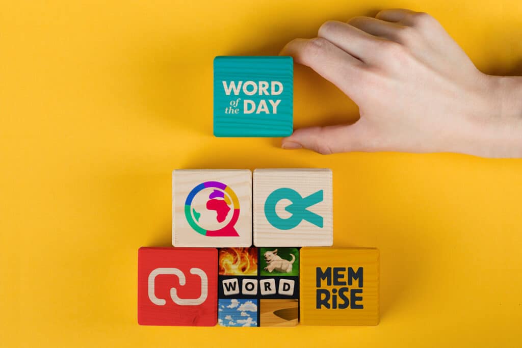 Blocs with different apps logos printed on them
