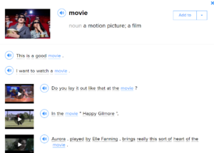 FluentU definition of the word "movie"