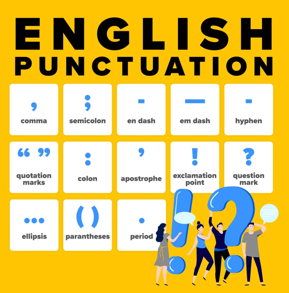 an infographic showing english punctuation marks