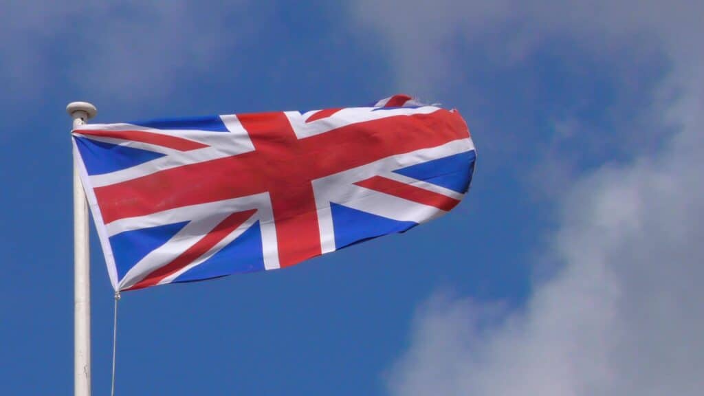 A British flag on a flagpole