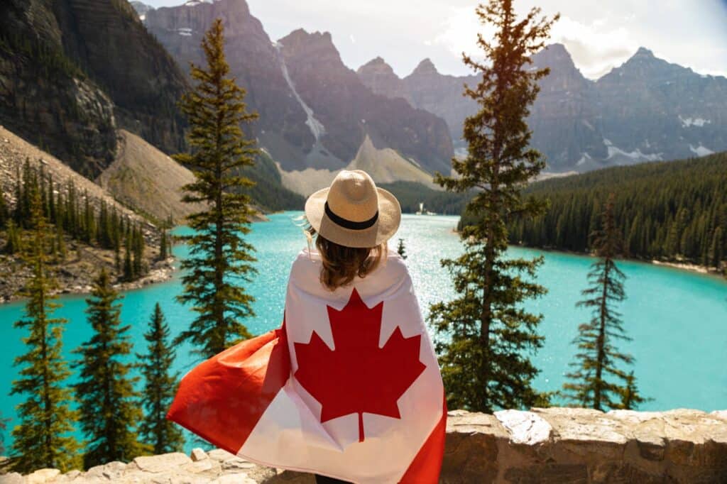 canada flag amidst nature