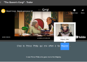 scene from FluentU video "The Queen's Corgi"