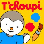 App logo for Tchoupi Joue Avec Les Couleurs featuring a cartoon creature next to a paintbrush