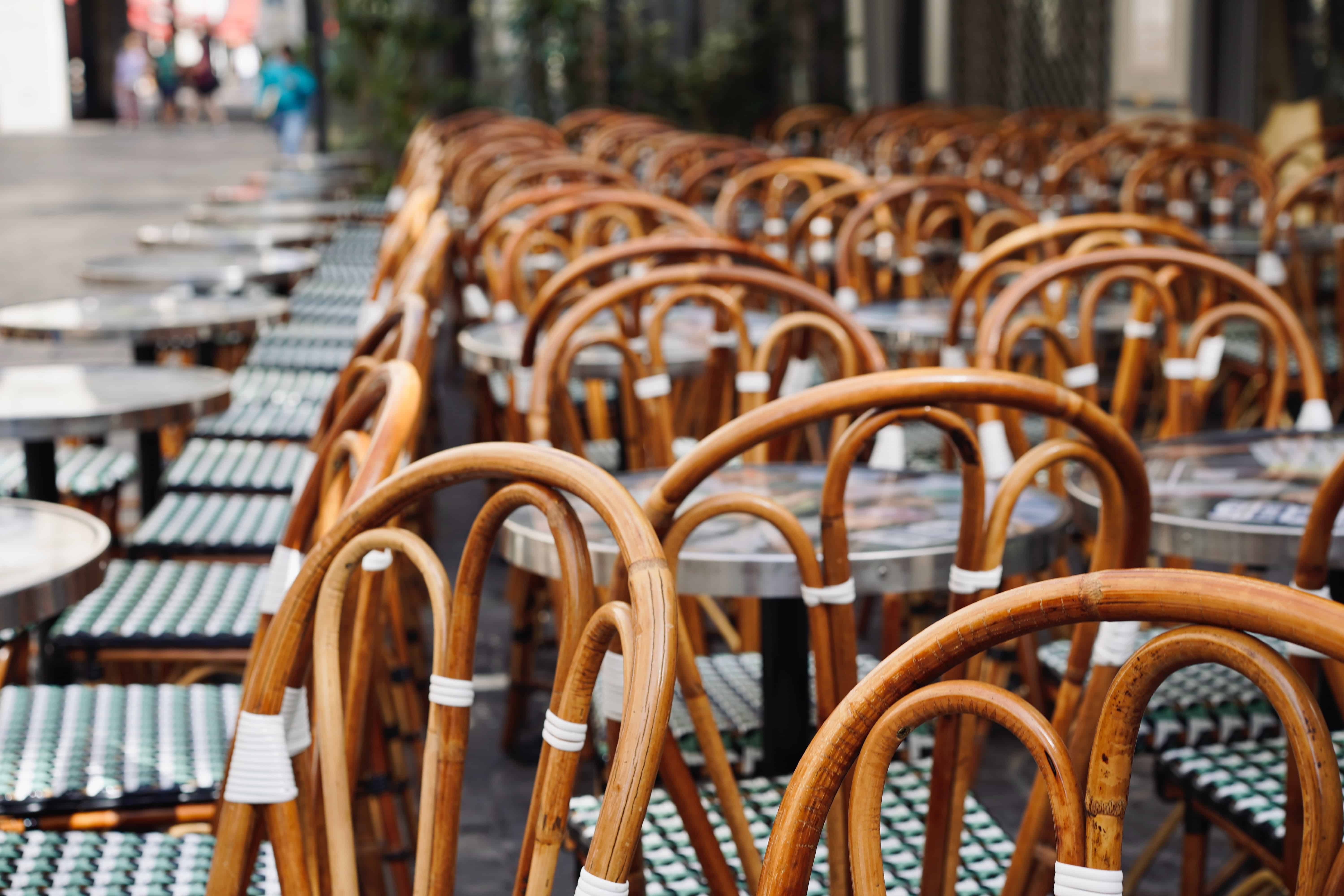 Cafe chairs waiting for guests in Paris