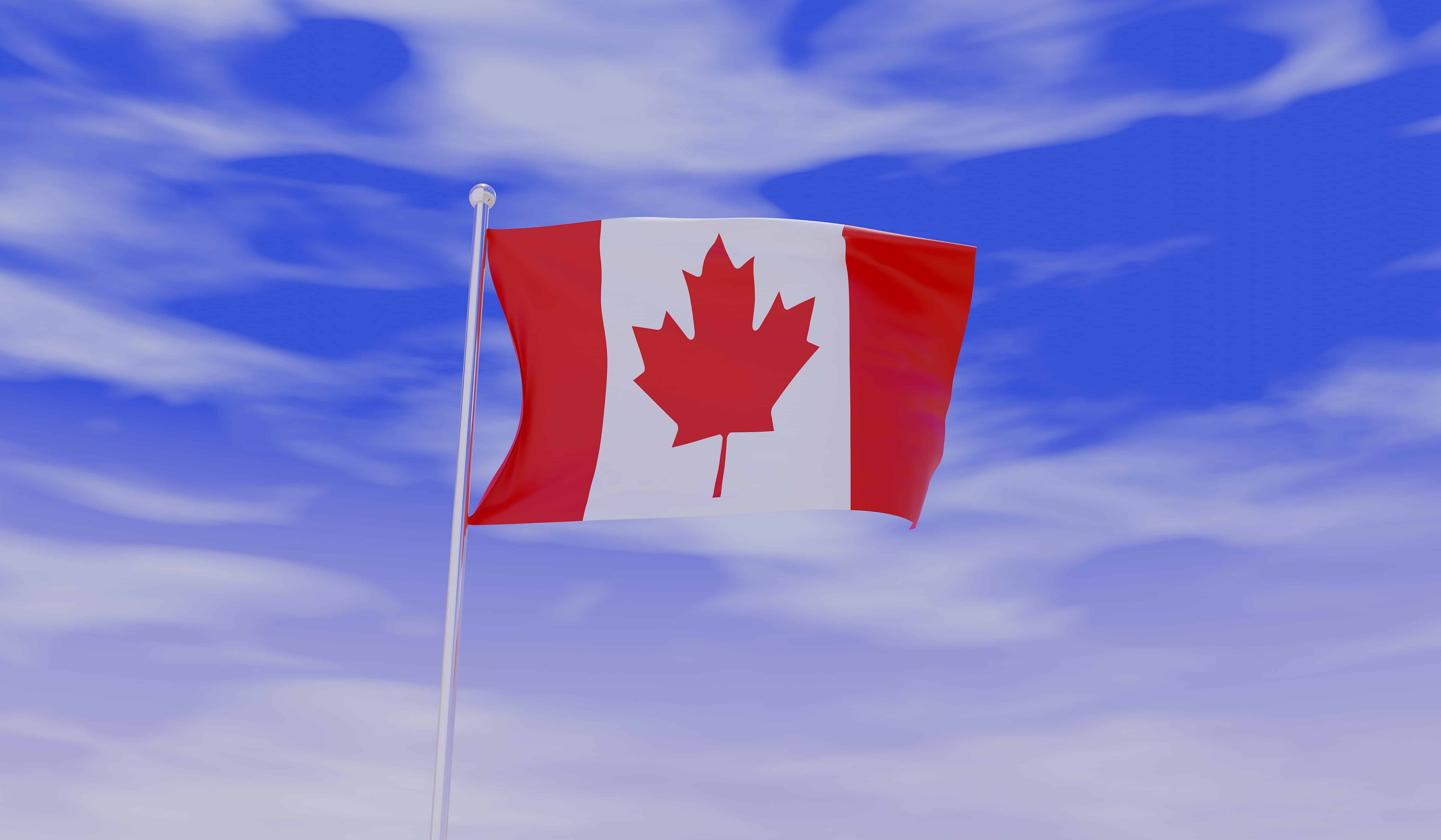 A Canadian flag on a flagpole