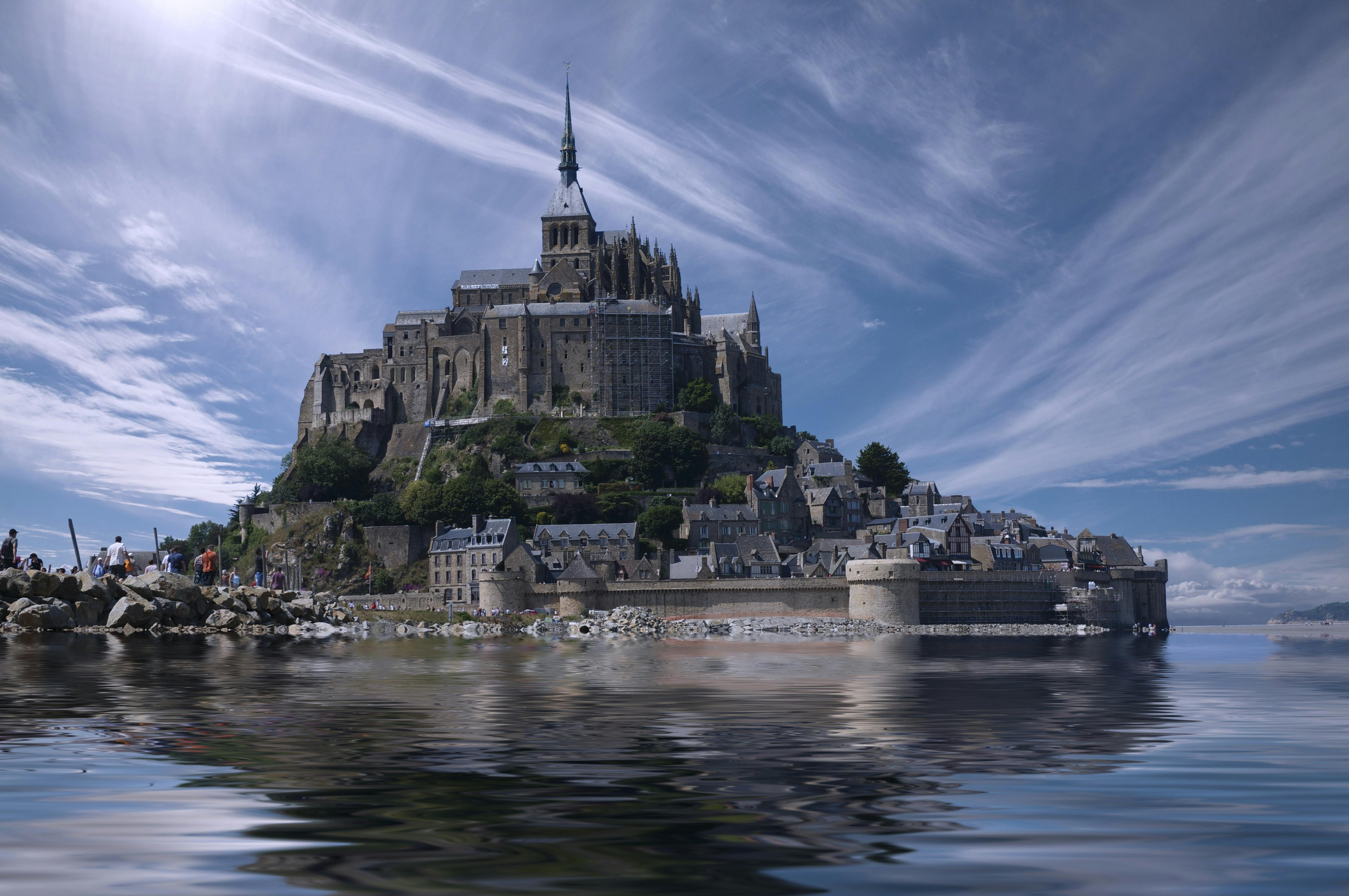 The island of Mont-Saint-Michel off the coast of western France