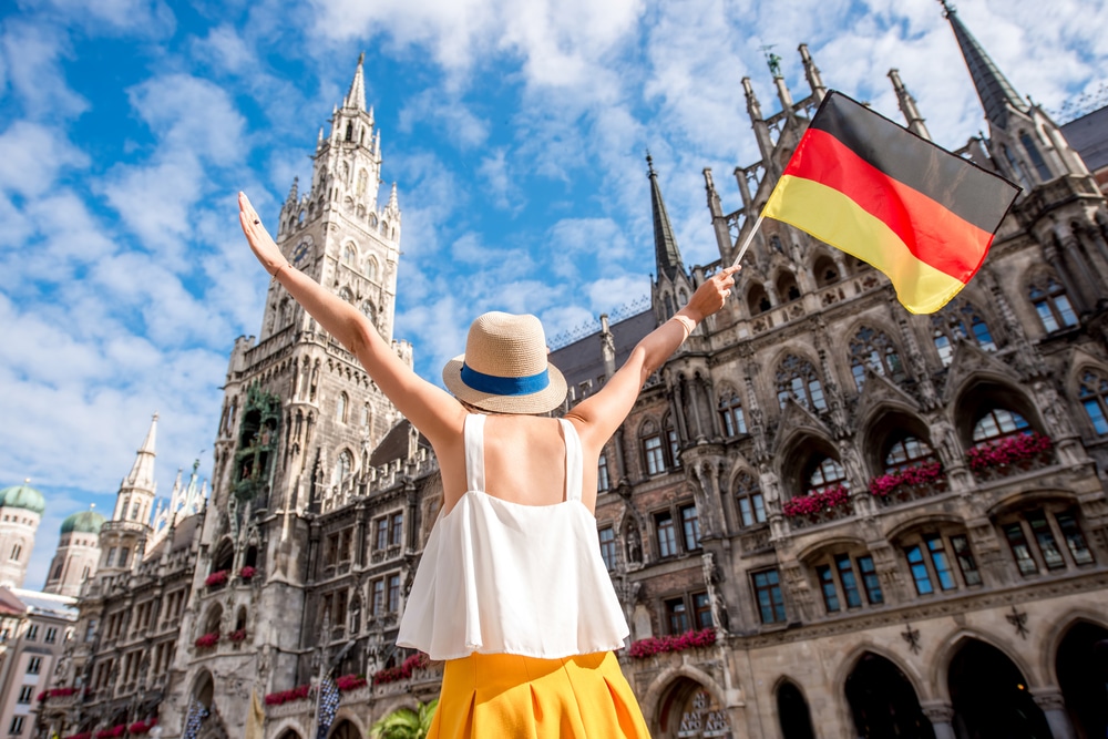 woman-with-german-flag-sightseeing