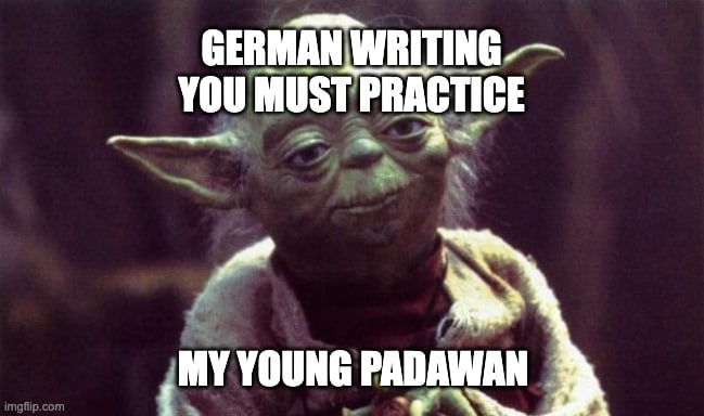 german writing yoda meme