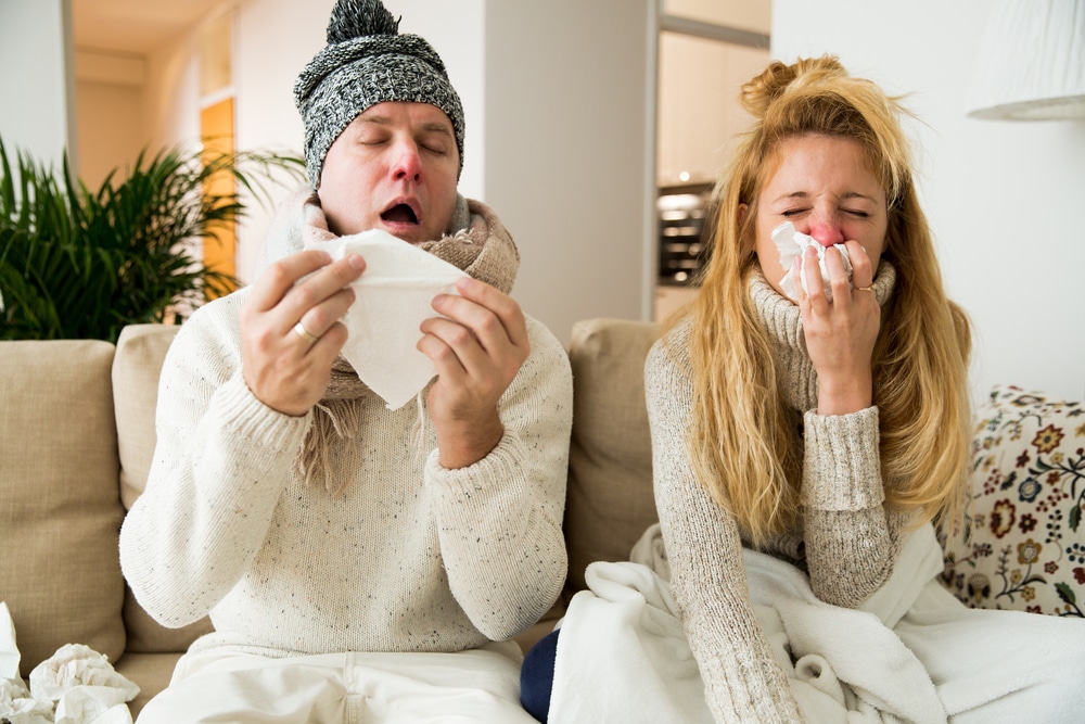 sick couple with cold