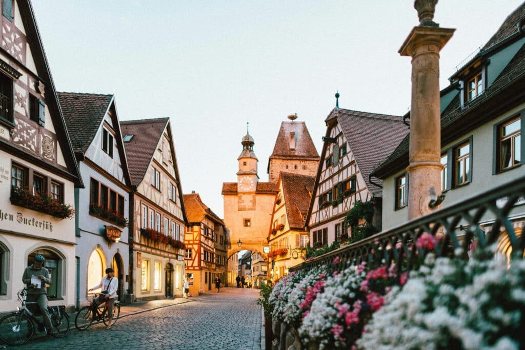 Beautiful-street-in-Rothenburg-Germany