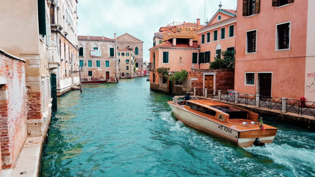 A turquoise canal in Venice