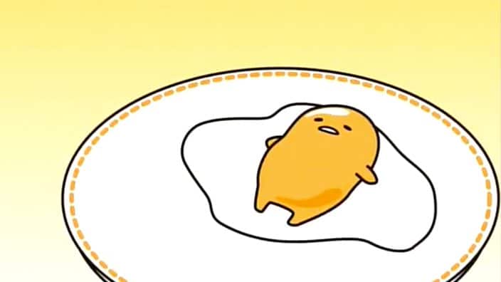 Cartoon egg lying on plate