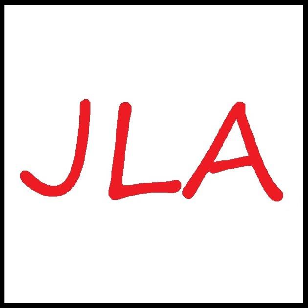 japanese listening advanced logo of letters JLA in red on a white background with black border