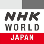nkh world japan logo of words on white and red background