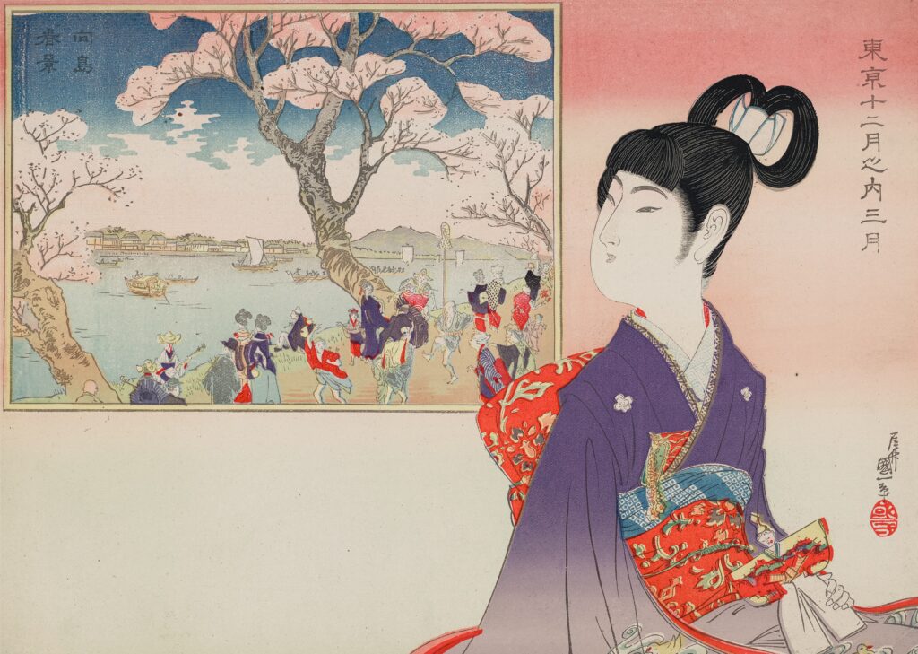 japanese-traditional-art-of-woman-looking-at-painting