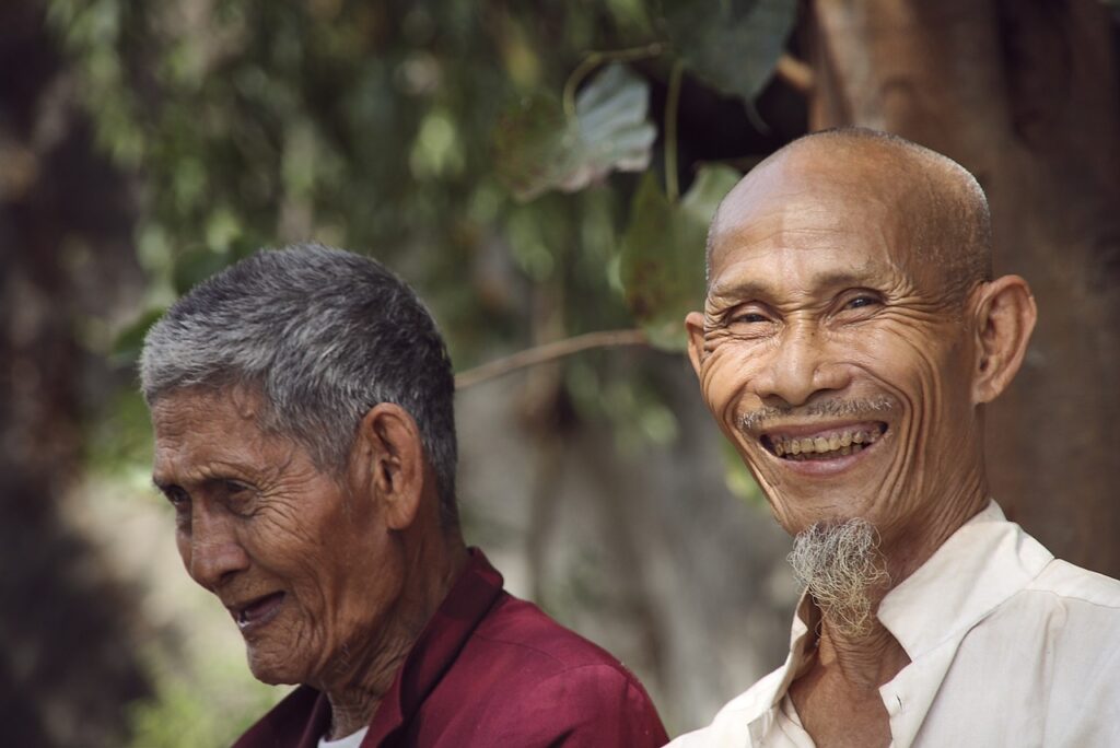 two men laughing