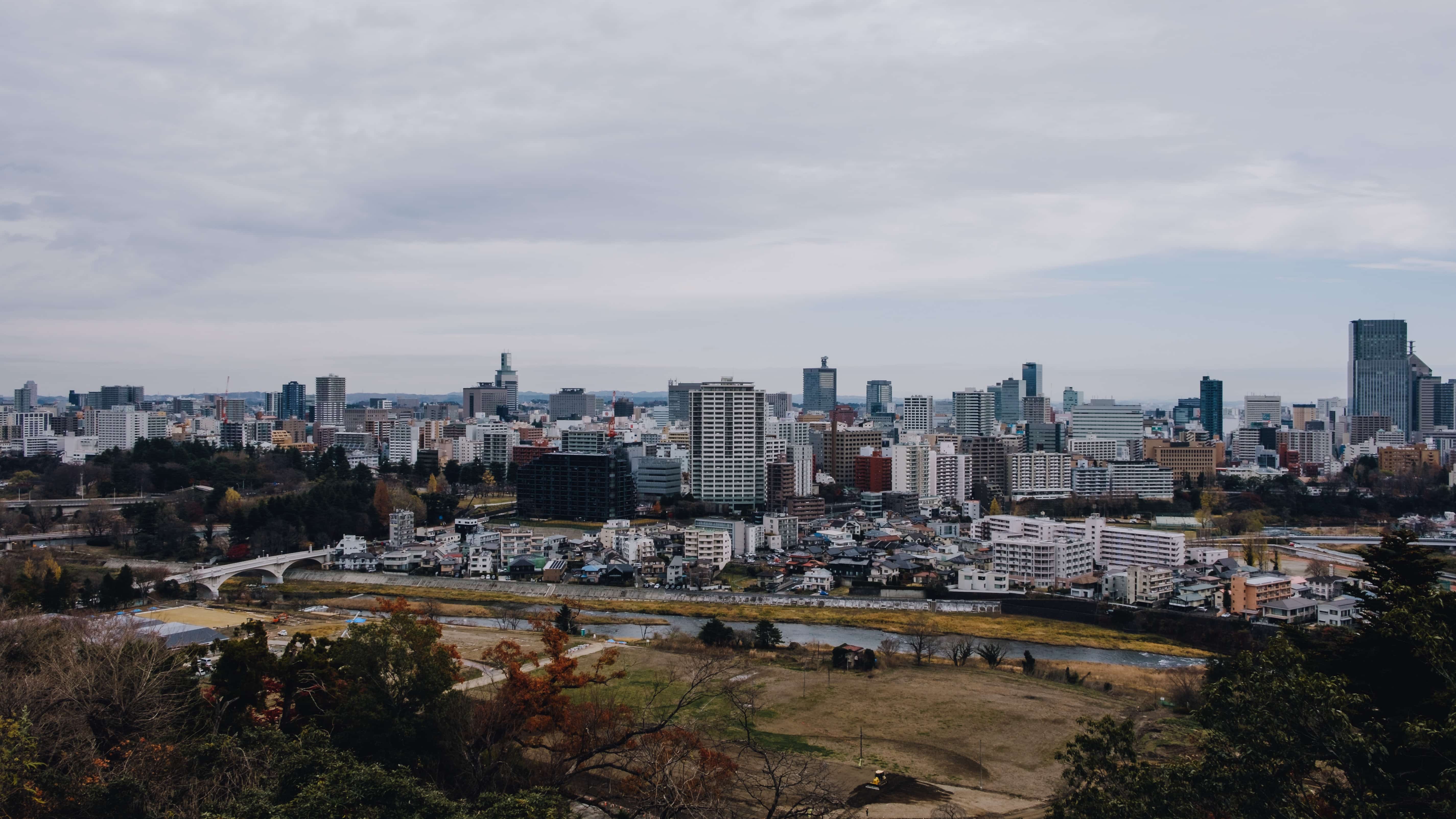 The skyline of Sendai Japan