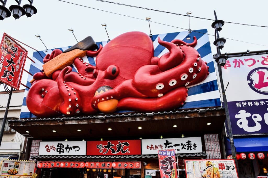 front-shot-of-osaka-restaurant-with-big-red-octopus-sign