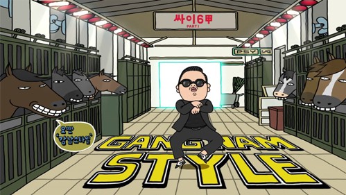 a screenshot from the the Psy's Gangnam style music video