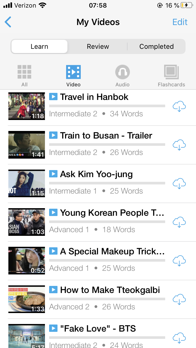 aprender coreano con vídeos interactivos