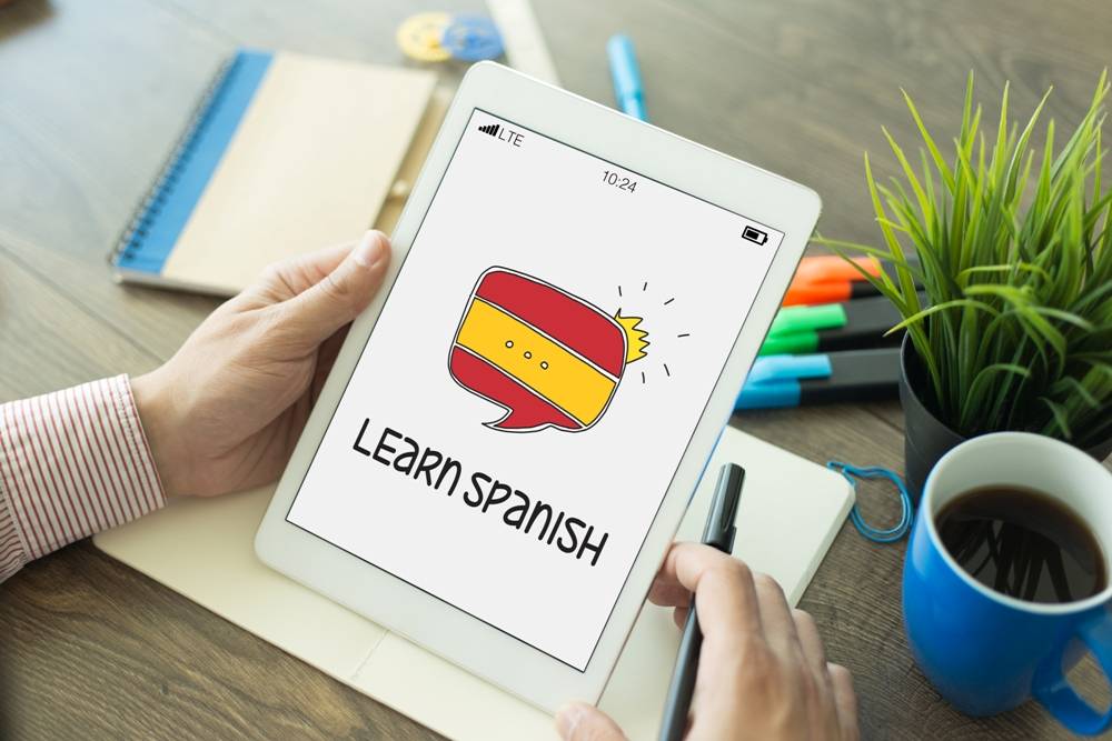 Learn Spanish on an iPad screen