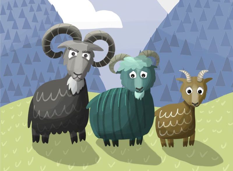 image of three cartoon goats