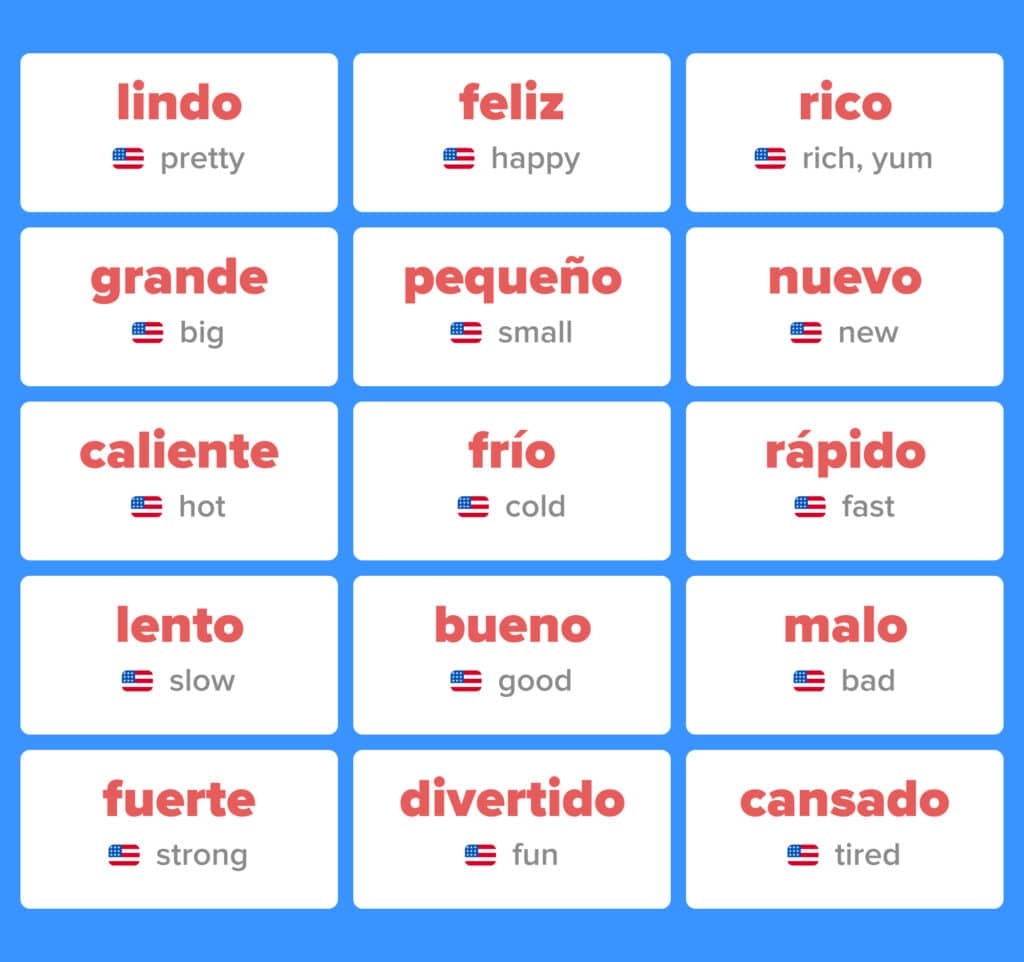 50 Most Common Spanish Adjectives For Beginners With PDF Download FluentU Spanish