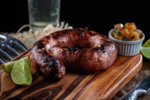 chorizo sausage on the chopping board