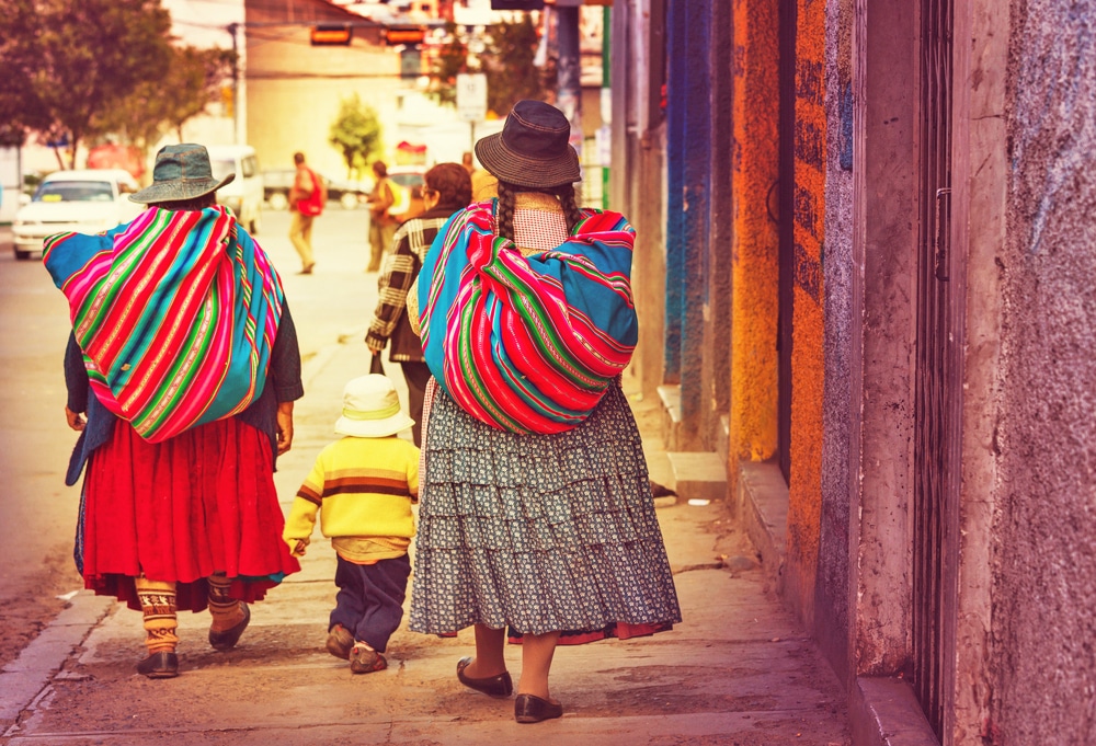 quechua women in la paz, bolivia