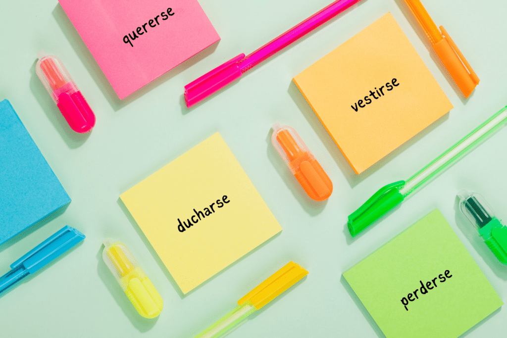 multicolored-sticky-notes-with-pronominal-spanish-verbs-written-on-them