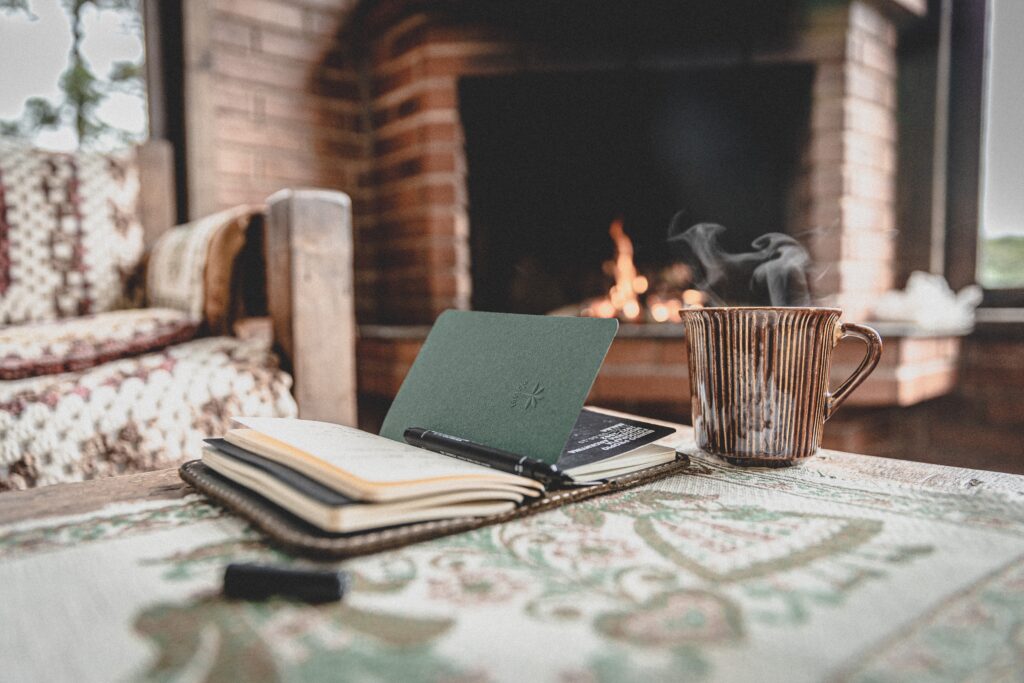 fireplace-journal-coffee