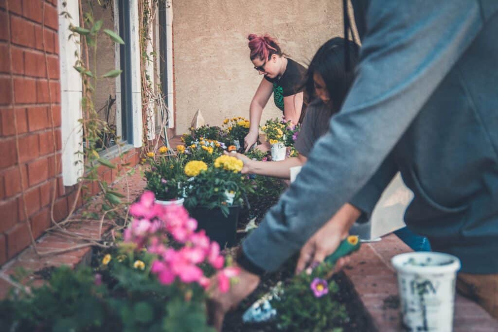people-planting-flowers