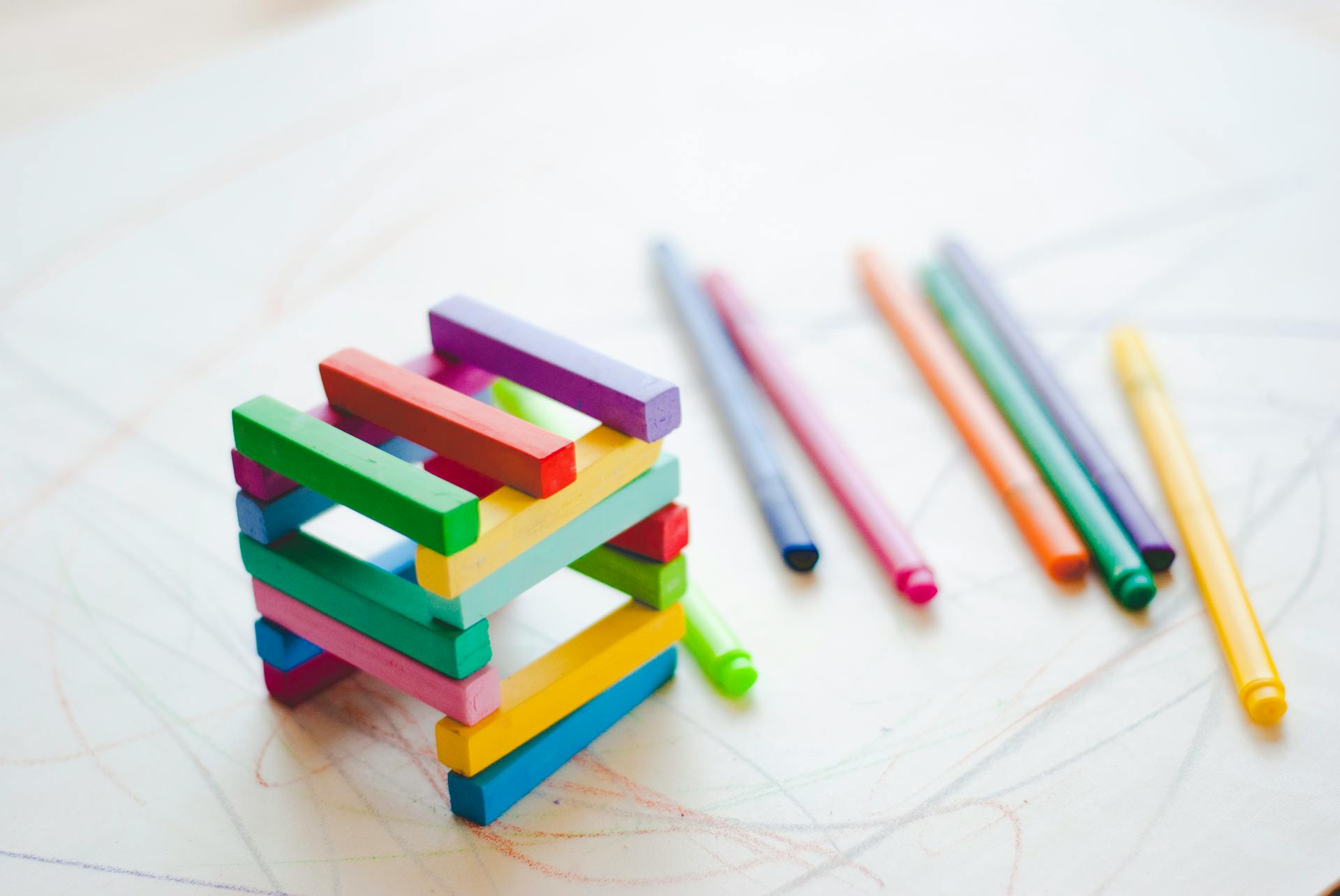 multicolored-building-blocks-and-multicolored-pens