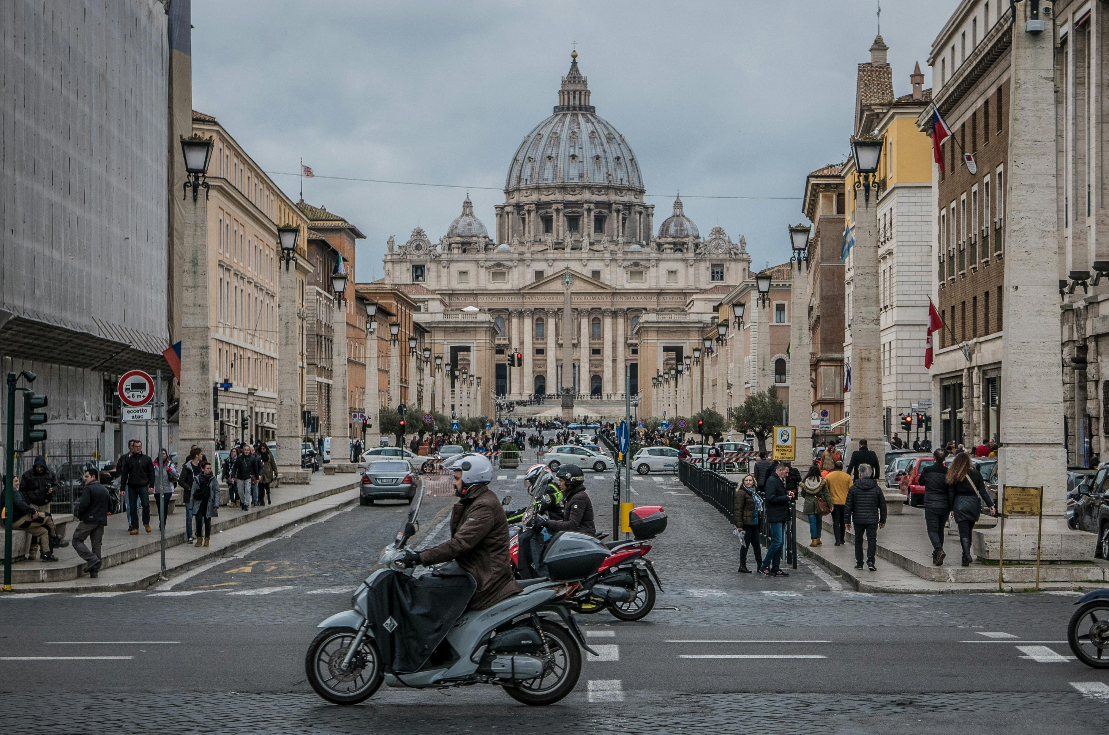 A busy street scene in Rome, Italy