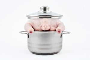 Cooking mistake - raw chicken in a tiny pot