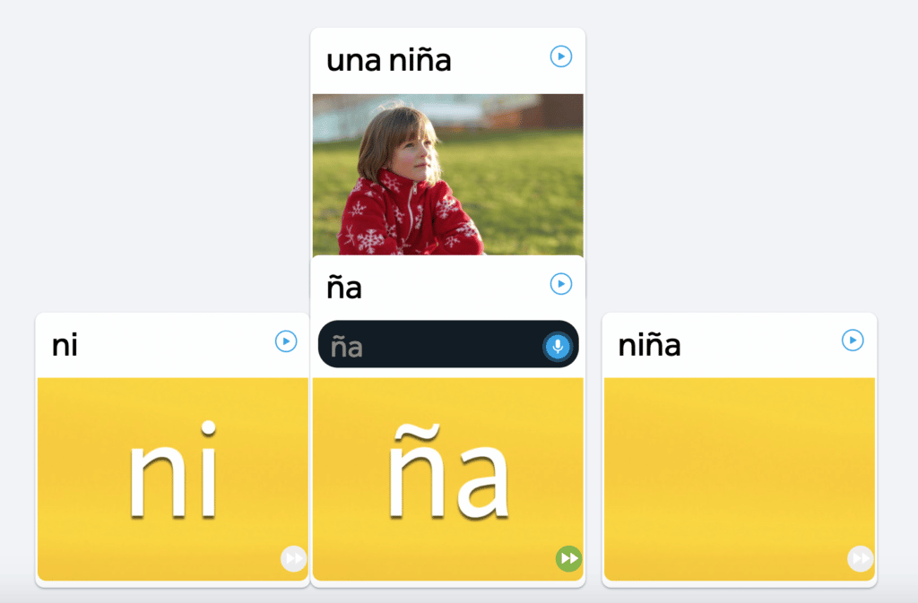 screenshot from rosetta stone showing how it breaks down the pronunciation for a word
