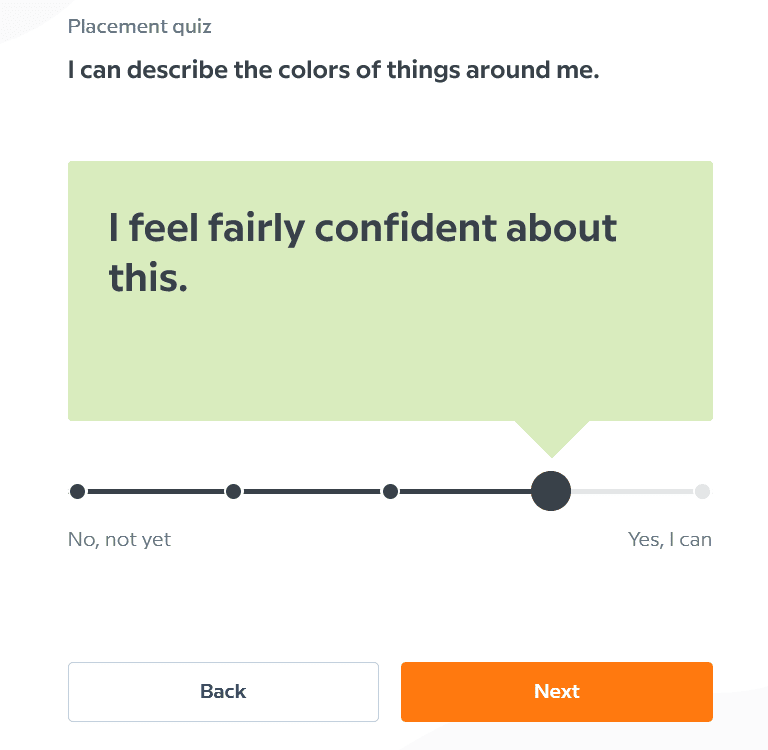a screenshot of a personal quiz on babbel