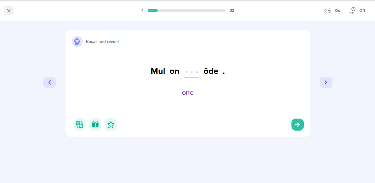 Flashcard in Speakly's Word Bank section