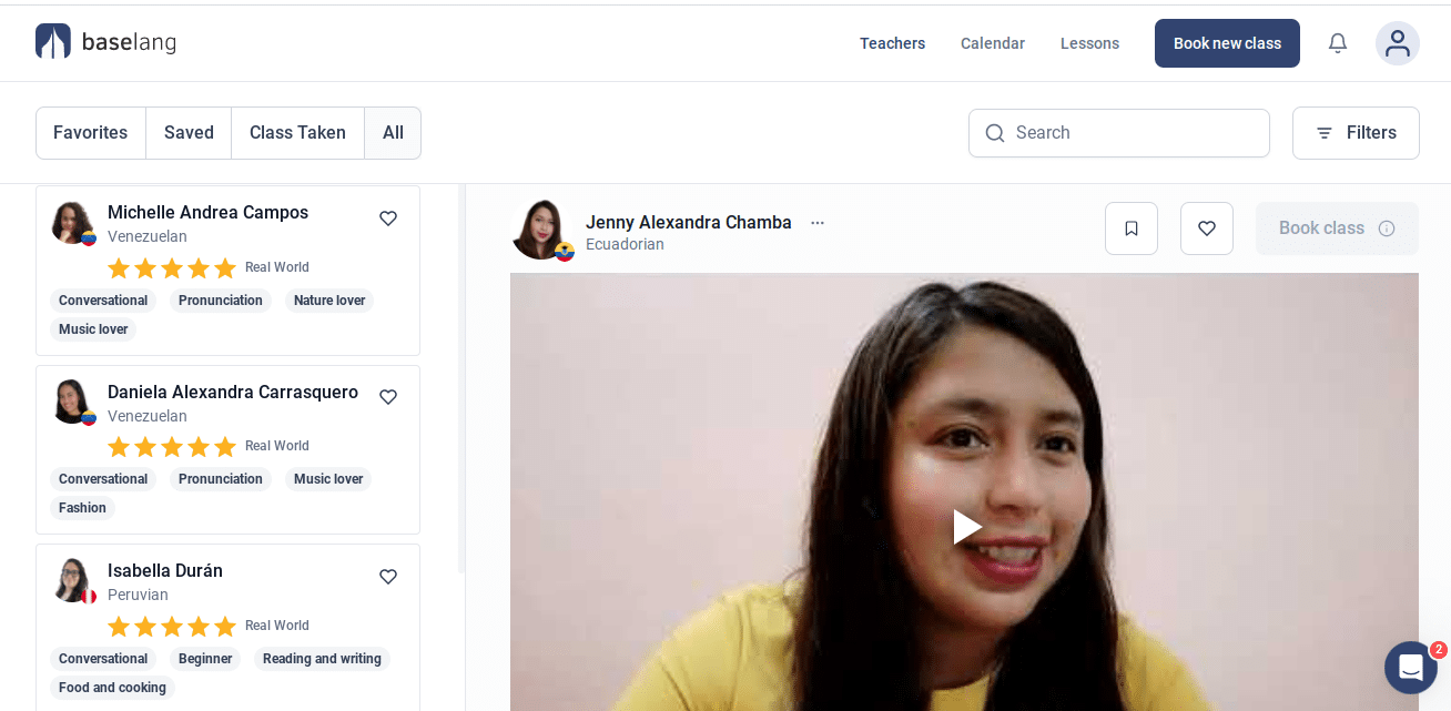 A teacher profile page on Langbase