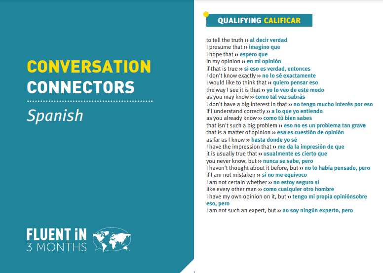 Conversation Connectors section of Fluent in Three Months